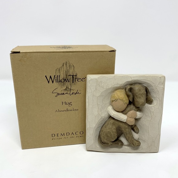 Willow Tree Other - Willow Tree "A Boundless Love" Hug Dog & Child - 4"x4" Plaque w Box 2003